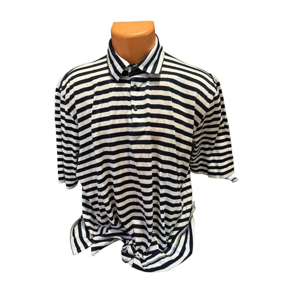 SOLEMARE MAUS HOFFMAN Men's Italy Made XL Sailor Striped Black Cotton Polo Shirt - Picture 1 of 8